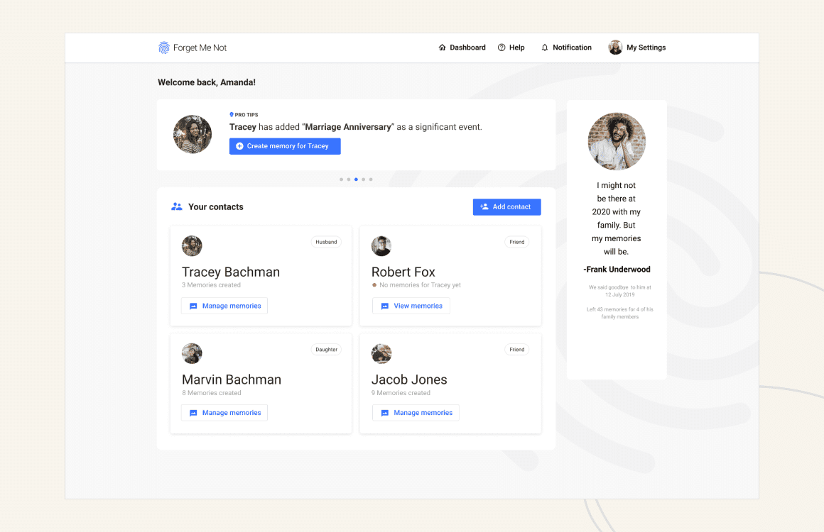 forget me not project overview